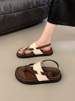 ☸ Thick-soled sandals womens summer outerwear 2023 new retro fashion matching skirt flip-flops Roman beach sandals