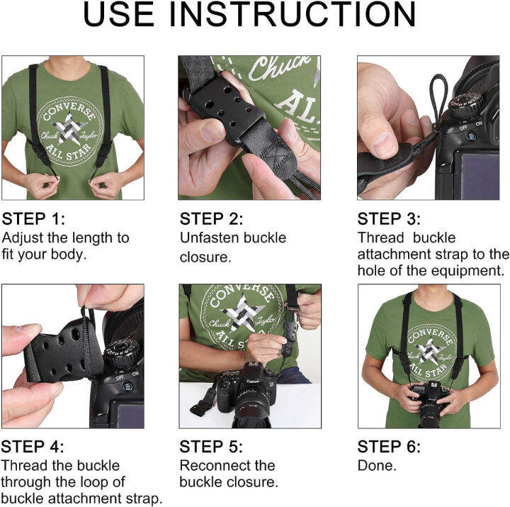 vigorport-camera-harness-strap-cross-shoulder-quick-release-straps-for-binoculars-rangefinders-harness-strap-compatible-with-canon-nikon-sony-and-dslr-slr-cameras-black