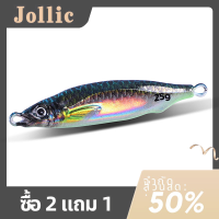 Jollic เหยื่อตกปลา3D ยาว10g 15g 20g 25g เหยื่อตกปลาทะเลจิ๊กกิ้งช้าจิ๊กเล็กบางพิเศษเลเซอร์เทียม