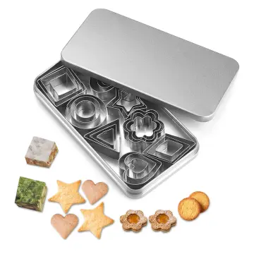 3pcs/set Stainless Steel Flower, Heart, Circle, Hexagon, Star Shaped Biscuit  Cutter In Silver, Baking Tool