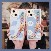 Skin-friendly feel Liquid silicone shell Phone Case For iphone14 Raised lens Little Bear Color Chain Nordic wind cute