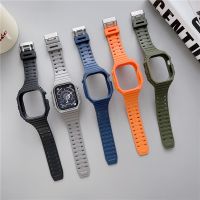 Sportowe etui na Apple Watch 8 7 6 SE 5 pokrywa z przezroczystego silikonu pasek iwatch Super 49mm 45mm 41 40MM 44 mmm42 akcesoria