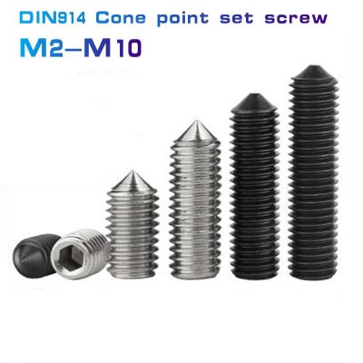 10-50pcs M2 M2.5 M3 M4 M5 M6 M8 M10 DIN914 304 stainless Steel Black grade 12.9 Hex Hexagon Socket Cone Point Grub Set Screw Nails Screws Fasteners