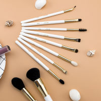 BEILI 10 Pcs Professional Pearl White Make up Brush Set Natural Hair Foundation Highlight Eyebrow Eye Shadow Makeup Brushes