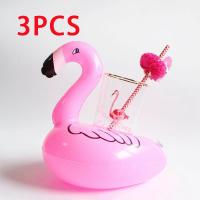 【LZ】✐◄  Mini Brinquedos Infláveis Para Piscina Flamingo Inflatables Unicórnio Brinquedo Flutuante Bebida Flutuante Suporte De Copo Anel De Natação Praia Criança Adulto