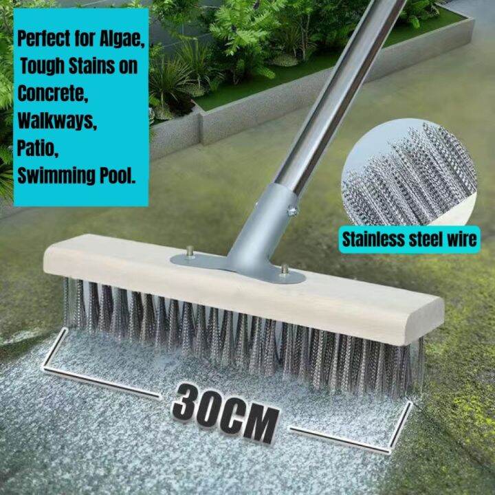 Stainless Steel Wire Floor Brush with Long Handle Floor Hard Iron Pool