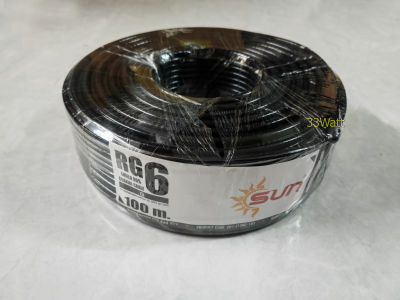 Sun สาย RG6 ชีลด์ 95% 100 เมตร สีดำ