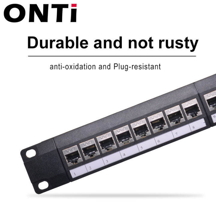 ONTi 19in 1U Rack 24 Port CAT6 Shielded Patch Panel RJ45 Network Cable ...