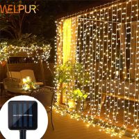 Solar Curtain Light LED Outdoor Waterproof 300leds Garland Decoration String Lights Yard Christmas Fairy Garland String Lights