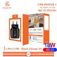Cốc Sạc CAPARIES CPR POWER 1 - 1 Cổng USB 18W Quick Charge 3.0 - CPRPOWER1 thumbnail