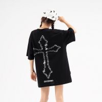 Sulaman Bersatu Salib Besar เสื้อยืด untuk Wanita Gothic Lelaki Pakaian Grunge Tees เสื้อ2023ฤดูร้อนอินเทรนด์สไตล์ Goth Pakaian Streetwear