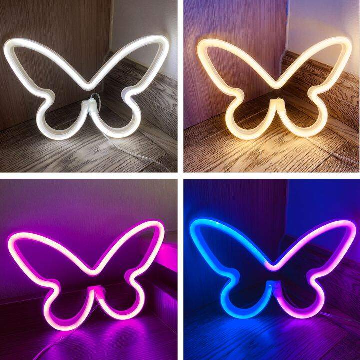 USB Butterfly Neon Light Wall Decoration Small Night Lantern Birthday ...