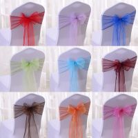 【 YUYANG Lighting 】 50/100pcs High Quality Sash Organza Chair Sashes Wedding Knot Decoration Chairs Bow band Belt Ties For Banquet Weddings