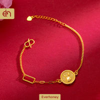 Everhoney 916 Gold Charm กระต่ายเหรียญ Link Chain สร้อยข้อมือ Strand Chain สร้อยข้อมือผู้หญิงวัยรุ่น Girls