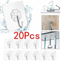 20 Pcs Door Hook Adhesive Wall Hooks Transparent Anti-skid Traceless Heavy Duty Stick on Hook Bathroom Kitchen Wall Stickers