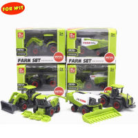 New 4 in 1 lots Metal + ABS Alloy Farm Trucks Models, Farmer Car Die-cast Toy Vehicles: Corn Rice Harvesters Tractors Bulldozers