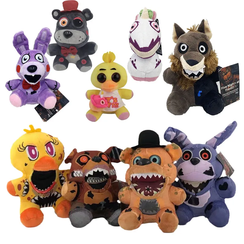 25cm FNAF Freddy Fazbear Plush Toys Golden Bear Nightmare Cupcake Foxy  Balloon Boy Clown Stuffed Dolls