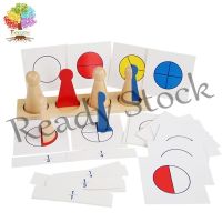 【hot sale】 ⊕ B02 Treeyear Montessori Fraction Puzzle with Cards Learning Fraction Math Toy with Pictures and Symbol Cards Gift for Child