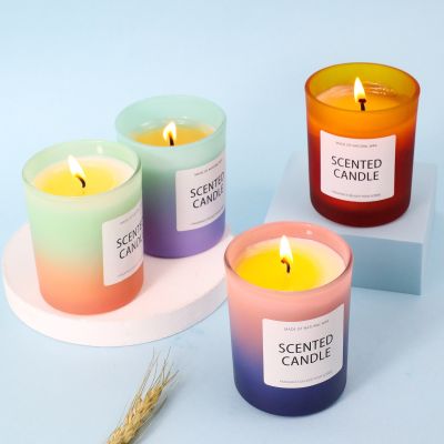 【CW】 1pc Scented Candle Jar Glass Soy Wax Small Aromatherapy Birthday