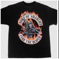 การออกแบบเดิมเสื้อยืดลายกราฟฟิก Anarchy Sons Of Fear The Reaper Flame