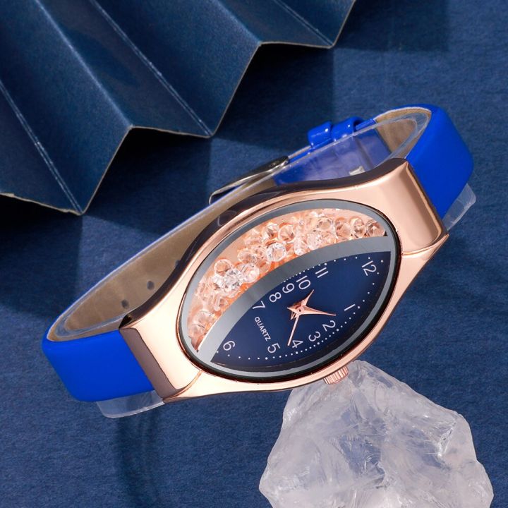 6ชิ้นชุดผู้หญิงแฟชั่นนาฬิกาควอตซ์หญิงนาฬิกา-rhinestone-แบบ-dial-แบรนด์หรูผู้หญิงออกแบบนาฬิกาที่เรียบง่ายสุภาพสตรีนาฬิกาข้อมือ