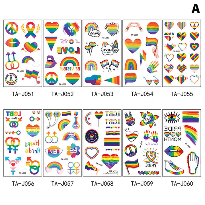 Zhuhao 10 tờ LGBT hình xăm tạm thời Sticker niềm tự hào ngày cầu vồng hình  xăm Sticker Đồng Tính miếng dán ngụy trang trò chơi Miếng dán mặt   Lazadavn
