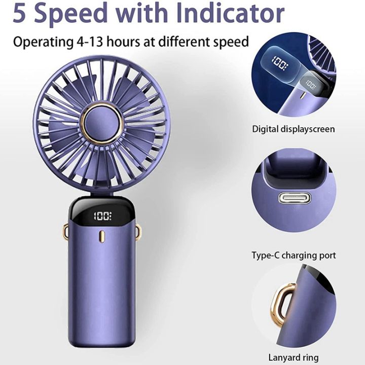 handheld-fan-portable-fan-5000mah-rechargeable-5-speeds-with-led-display-90-adjustable