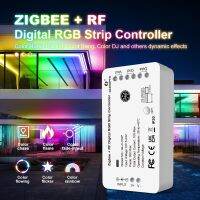 Zigbee RGB ตัวควบคุมไฟ LED ดิจิตอลแถบ RGBIC Addressable โคมไฟแบบยืดหยุ่น Dressable 5V 12V 24V RF การควบคุมทำงานกับ Alexa