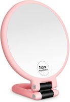 2/5/10x Magnifying Handheld Mirror  Travel Folding Hand Held Mirror Double Sided Pedestal Makeup Mirror with 1/10x Magnification Mirrors