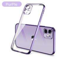 ?ฝาครอบซิลิโคนใสหรู HOCE สำหรับ IPhone11 13 12 14 Pro Max 12 Mini X XR XS 6 7 8 Plus เคสกรอบสี่เหลี่ยมชุบเคสโทรศัพท์แบบใสนิ่ม