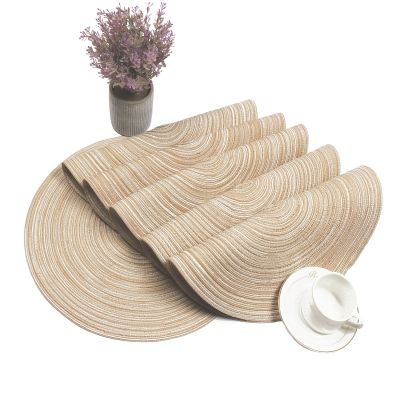 6pcs Round Braided Placemats Set Round Table Mats for Dining Tables