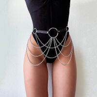 Layered Leather Belt With Chains Body Harness Sexy Waist Goth Accessories Strap Adjustable Festival Girls Jewelry