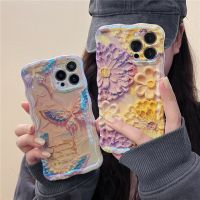 Retro 3D oil painting flower butterfly soft silicone phone case for iphone 13 11 14 pro max 12 13 Pro Max cute soft back case Drawing Painting Supplie