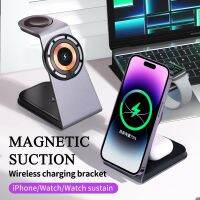 ☞☇✑ Ossky T3 3 in 1 Magnetic Wireless Charger Station Stand Transparent For iPhone 12 13 14 Mini Pro Max Apple Watch Airpods