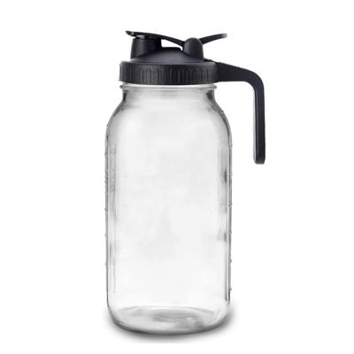 64Oz Glass Pitcher with Lid Wide Mouth Jar Leak-Proof Water Jug, for Water, Juice, Iced Coffee, and Drinks