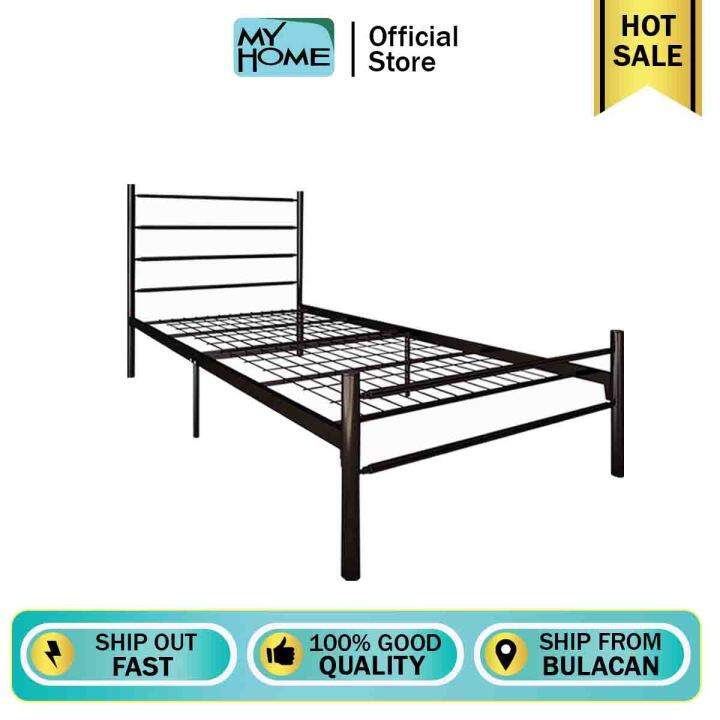MYHOME Metal Bed Frame Single Bed Iron Frame Bed Wooden Metal Simple
