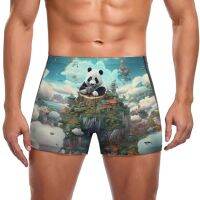 Panda Swimming Trunks 3D Animal  Big Scene Pool Custom Swim Shorts Elastic Large Size Men Swimsuit Swimwear