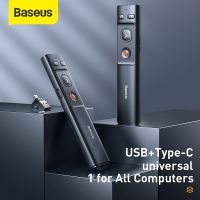 Baseus AI อุปกรณ์พรีเซนเตอร์ไร้สายตัวชี้ในการนำเสนองานจุดจ่ายไฟแบบ PPT 2.4Ghz USB C อะแดปเตอร์แบบมือถือรีโมทคอนโทรลพอยเตอร์ดินสอสีแดง