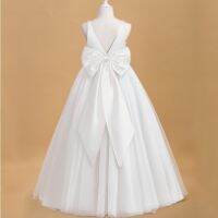 ZZOOI Flowers Embroidery Kids Ceremony White Dresses For Girls Wedding Party TuTu Princess Gown Teenager Children Kids Elegant Vestido