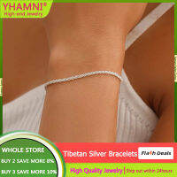 YHAMNI ใหม่อินเทรนด์สีขาวทิเบตสร้อยข้อมือเงินสำหรับผู้หญิงพรรคเครื่องประดับแฟชั่นประกายโซ่สร้อยข้อมืออุปกรณ์จัดงานแต่งงาน