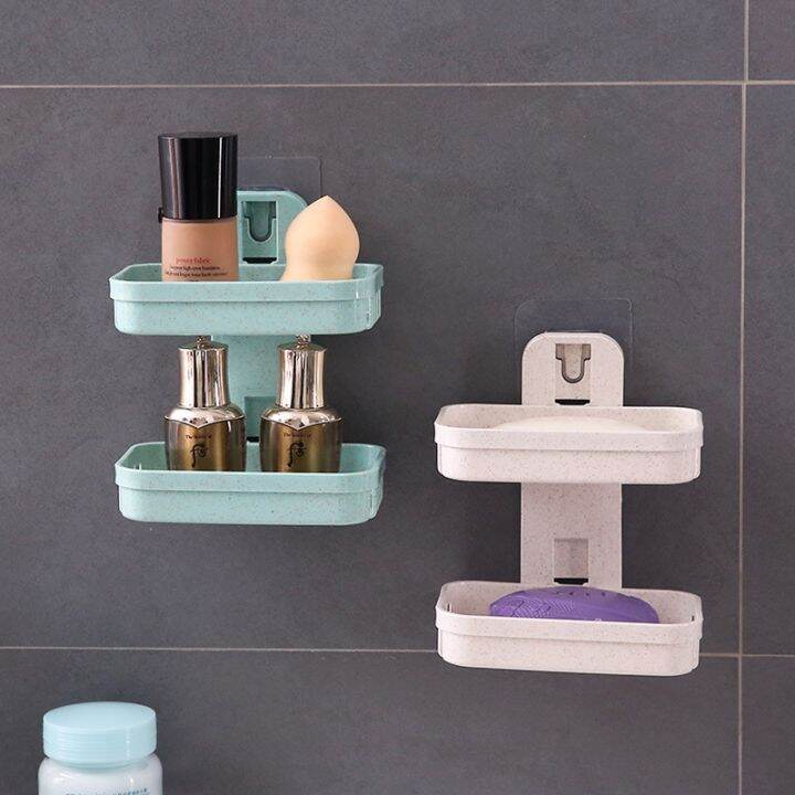 stylish-soap-dish-holder-with-drain-wall-mounted-soap-rack-for-bathroom-wall-mounted-double-layer-soap-dish