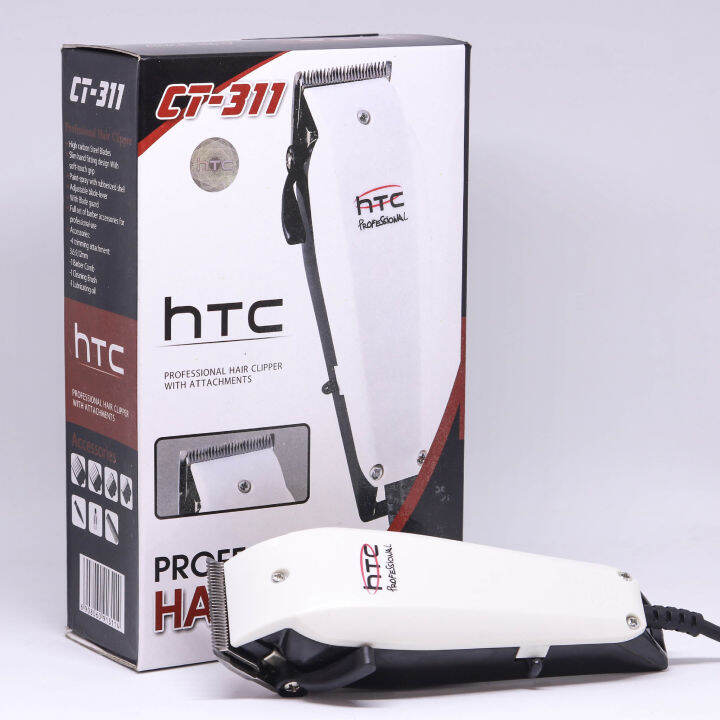 htc-ปัตตาเลี่ยนแบบมีสาย-สำหรับช่างตัดผมมืออาชีพ-ใบมีดสเตนเลส-ct-311-ตัดคม-แม่นยำ-เครื่องไม่ร้อนง่าย-สีขาว