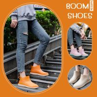 BOOM?รองเท้าบูทยาง ทรงข้อสั้น ขอบพื้นหยัก สีพื้น 4 สี เบอร์ 35-40