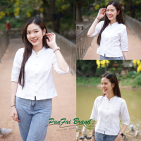 เสื้อผ้าฝ้ายคอจีนชินมัยใส่ทำงานสวยๆ กระดุมปั้มสุดเรียบหรู **ใหญ่สุดรอบอก6XL-50**