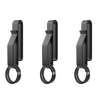 3PCS Heavy Duty Belt Key Holder with 6Pcs Metal Key Rings, Stainless Steel Black Men Keychain Tactical Key Holder Clip