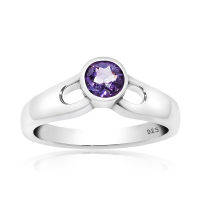 CHRISHA_แหวนเงินแท้ 925 ประดับพลอยอะเมทิส (Amethyst) และเคลือบด้วยทองคำขาว ขนาด 7.5 *บริการปรับขนาดแหวนฟรี แชทกับร้านก่อนสั่งซื้อ*