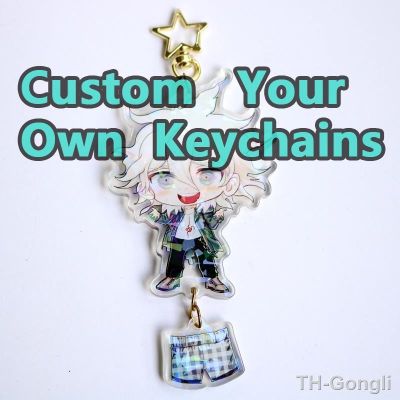 【hot】✸♚  Custom Keychains Cartoon Llavero Chain Photo Anime Charms Hologram Personalized Designer