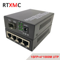 1SFP4UTP Fiber media RJ45 Gigabit Media Converter SFP 4*101001000M Ethernet Converter Transceiver fiber optical switch