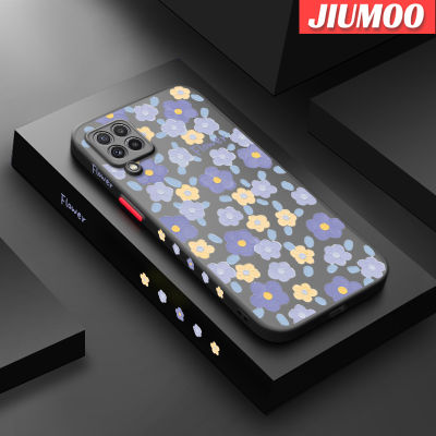 JIUMOO เคสปลอกสำหรับ Samsung Galaxy A22 4G A22 5G เคส M22จิตรกรรมภาพการ์ตูนดอกไม้ดีไซน์ใหม่ฝ้าซิลิโคนเคสนิ่มใส่โทรศัพท์แข็งเคสกันกระแทกเคสป้องกันเลนส์กล้องคลุมทั้งหมด