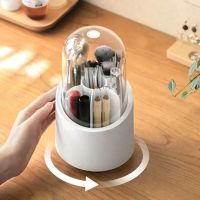 Makeup Brush Box Storage Bucket Rotating 360 Degree Rotatable Dustproof Pen Holder Makeup Organizer Storage Box Waterproof